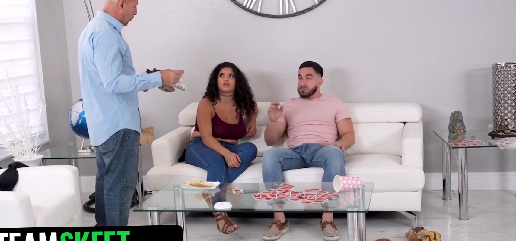 Naughty Latina Stepsister Lets Stepbro Slide His Huge Pulsating Cock Between Her Bouncing Tits