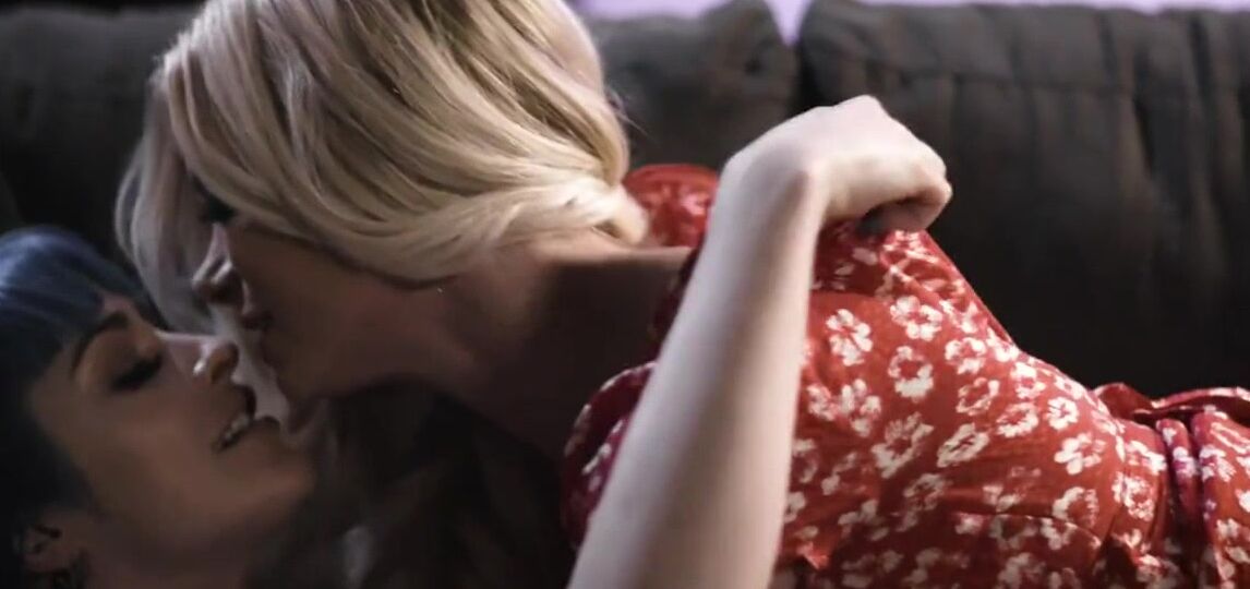 Blonde,Blond Hair Busty Blonde Lesbian Devours Her Girlfriend On Her Couch