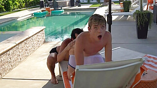 Twink Gives A Blowjob To His Buddy By The Pool Big Boobs Porn Video