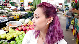 Oiled And Big Cock Oiled Up Hard & Fucked Busty Purple Hair Latina, Cum On Pussy Video - Alex Moreno,Veronica Leal